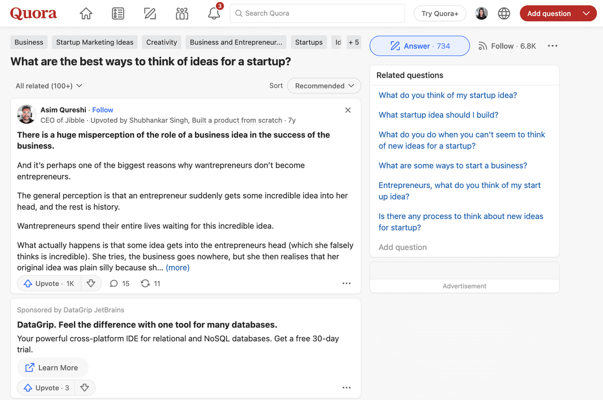 Quora startup discussion answered by Asim Qureshi, CEO of Jibble